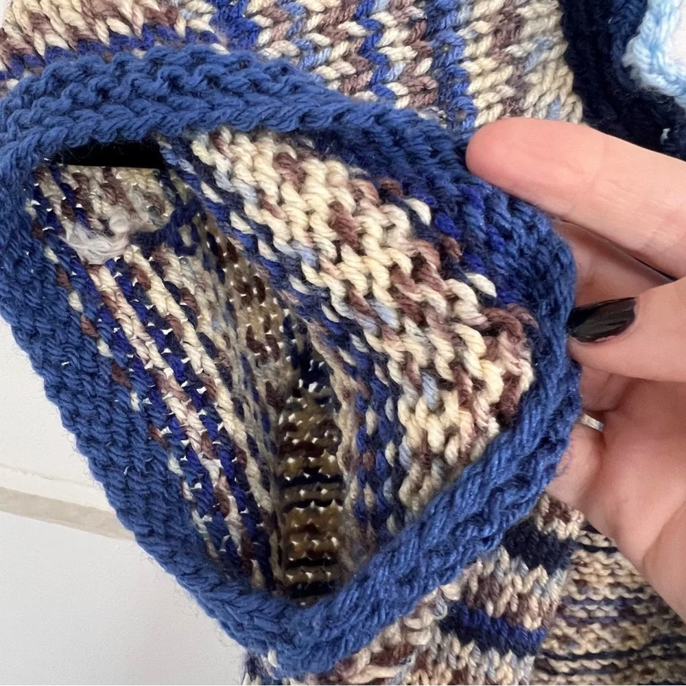 Handmade Blue Striped Cap Sleeve Tunic Sweater Vest. Size Small. - Picture 6 of 9